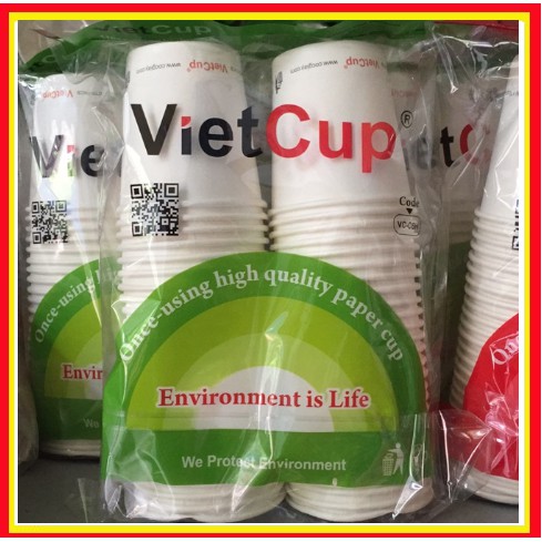 Cốc giấy Vietcup Túi (50 cái 145/180/210ml)-Ly giấy uống nước không nắp