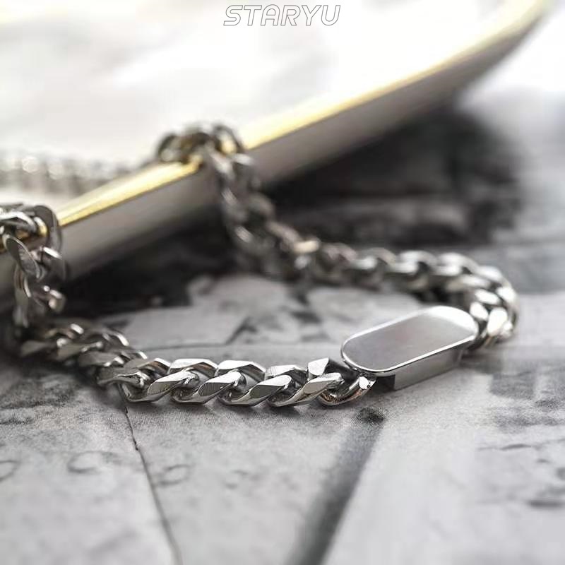 Bộ Vòng Tay Unisex Bằng Thép Titan Mặt Vuông