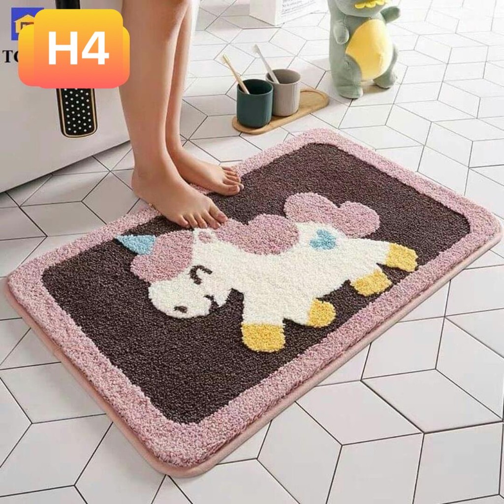 Thảm chùi chân 3D siêu xinh thấm hút nước tốt,mặt sau chống trơn trượt -> kt 40x60