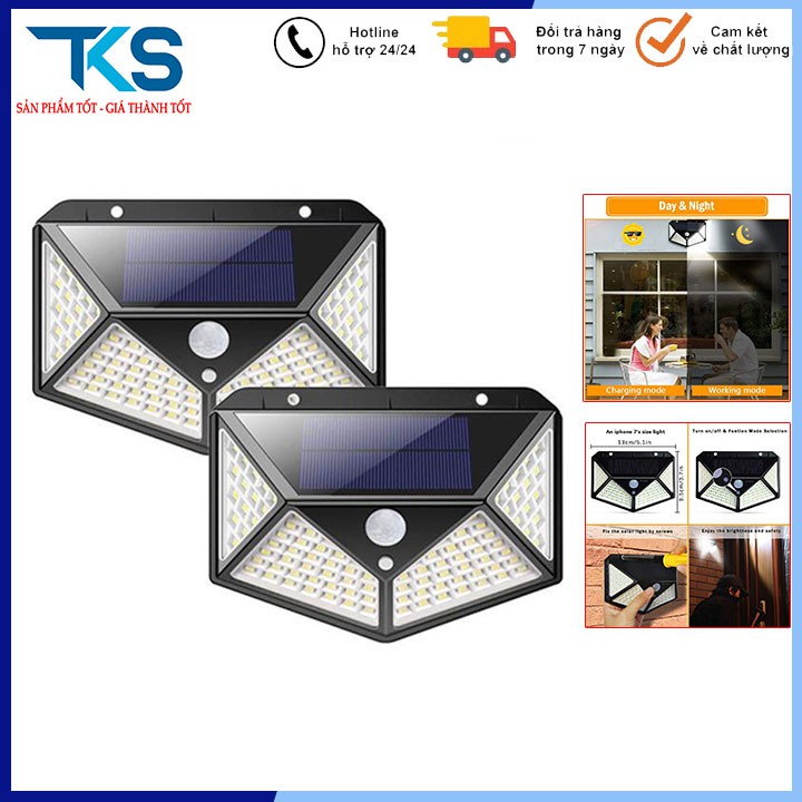 Đèn năng lượng mặt trời Solar 100LED siêu sáng tự động tắt mở tiết kiệm điện cho nhà bạn