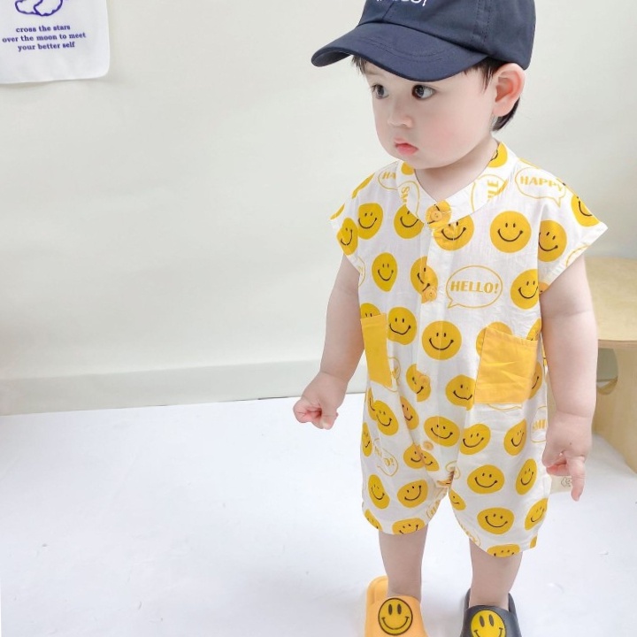 Bộ Áo Liền Quần Mùa Hè Dễ Thương Mỏng Nhẹ Cho Bé Sơ Sinh