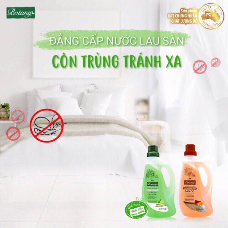 Nước lau sàn BOTTANY tinh dầu thiên nhiên lau sàn gỗ cam quế và spa sả chanh 1,2L