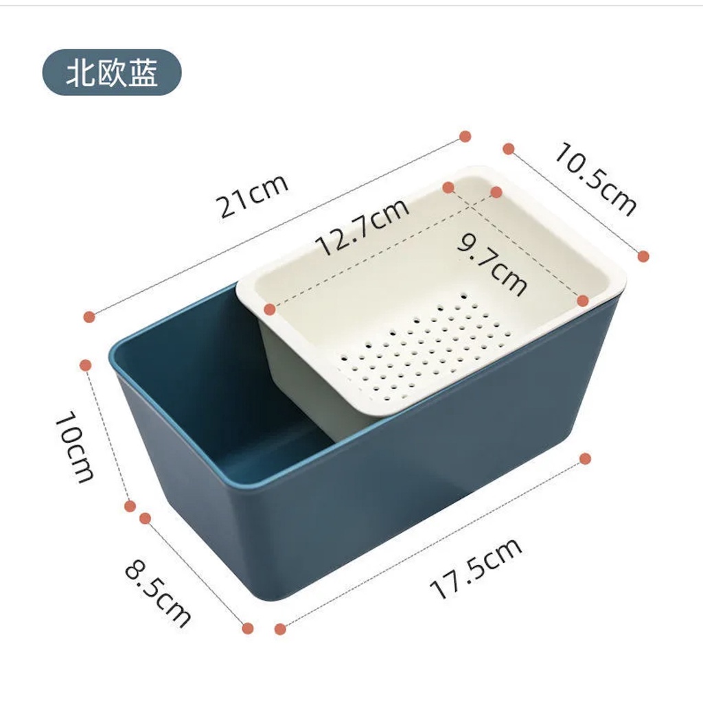 Hộp rửa hoa quả 2 tầng ráo nước - Hộp đựng đồ ăn vặt công sở tiết kiệm không gian - Hộp đựng bánh kẹo ngày tết