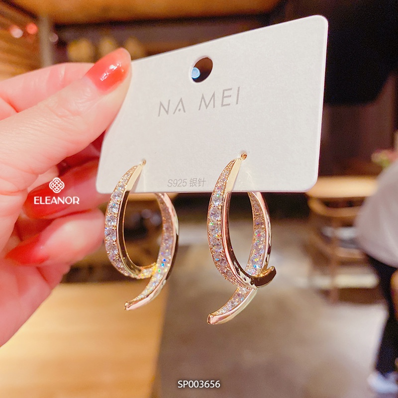 Bông tai nữ Eleanor Accessories đính đá dáng tròn phụ kiện trang sức quý phái