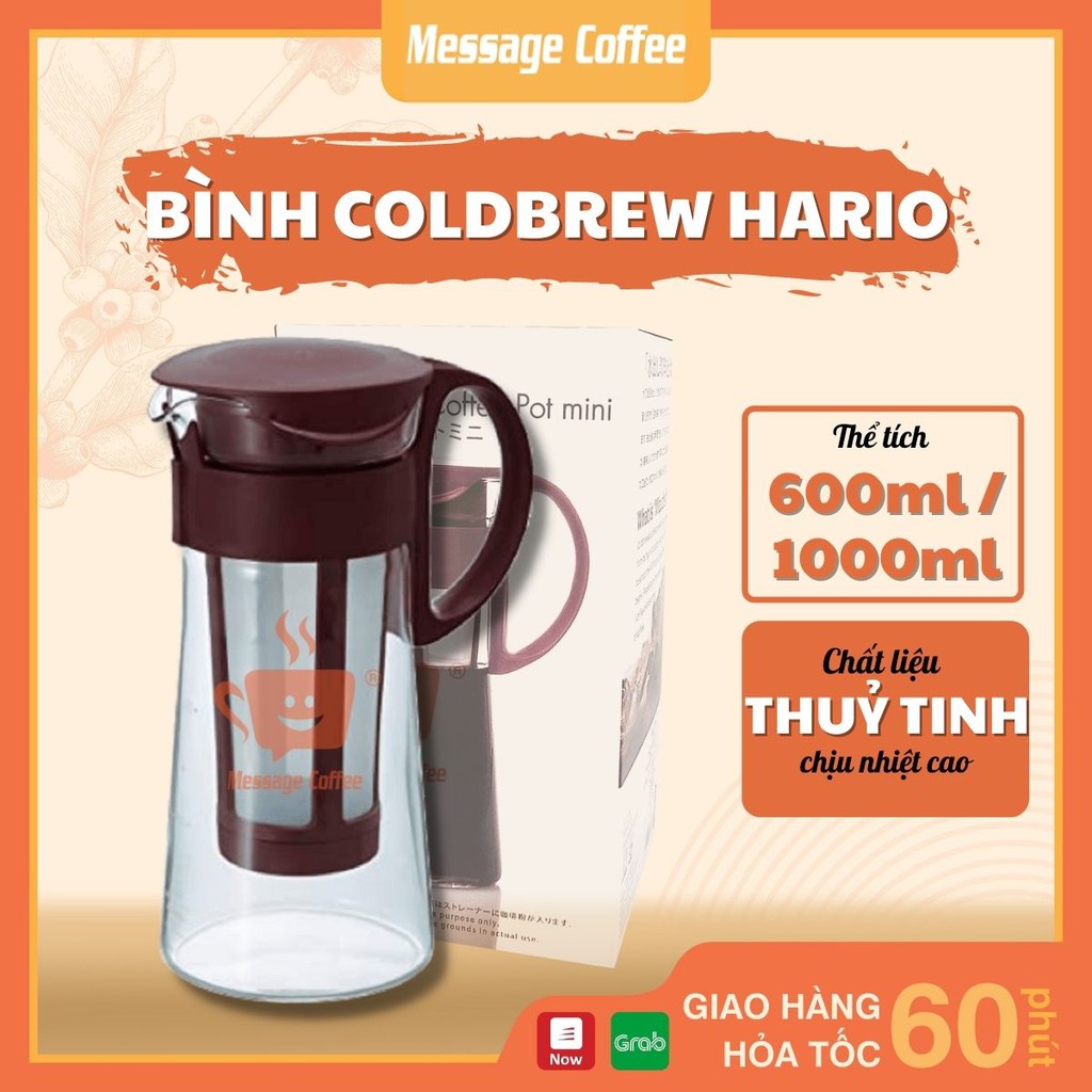 Bình pha cà phê Cold Brew, pha trà bằng thuỷ tinh cao cấp có lưới lọc chịu nhiệt cao thương hiệu Hario của Nhật Bản