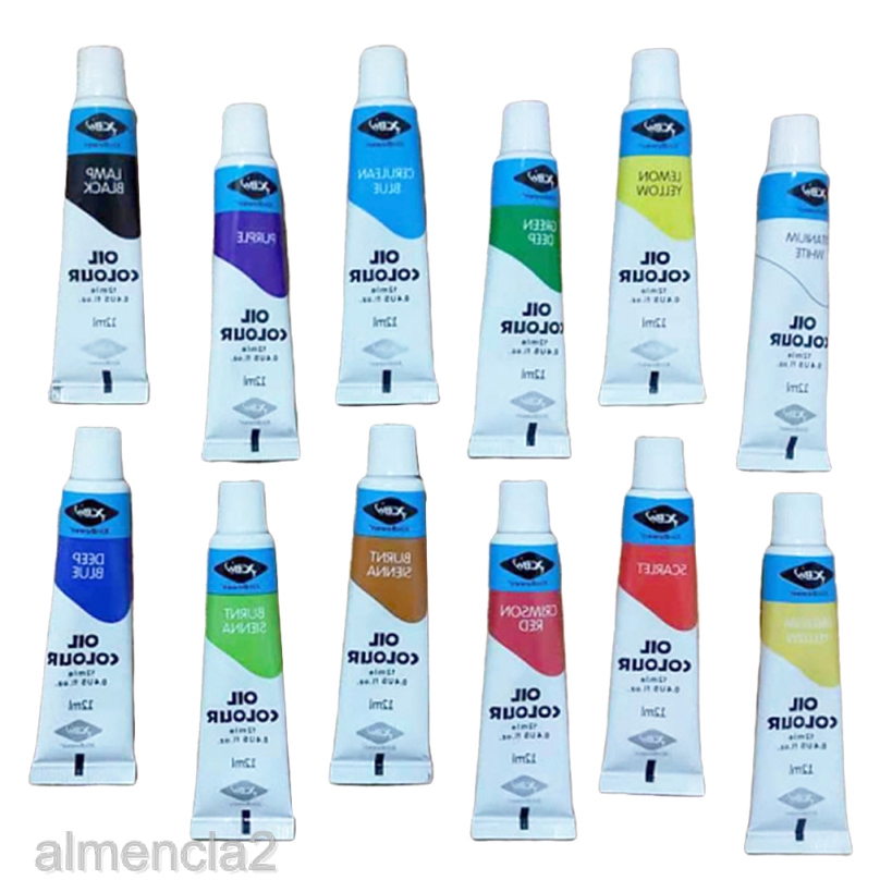 [ALMENCLA2] 12 Colors Tube Oil Paints Pigment for Art Painting Drawing Tool Supplies
