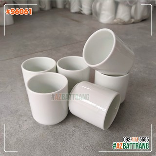 Bộ 06 ly sứ trắng Bát Tràng không quai uống trà Cafe