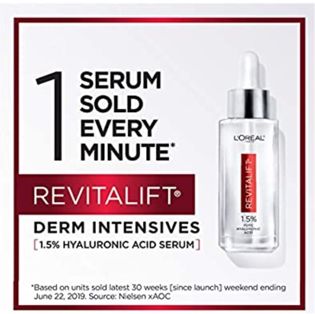 Serum dưỡng ẩm chống lão hoá da Loreal Revitalift Derm Intensives 1,5% pure Hyaluronic Acid 30ml