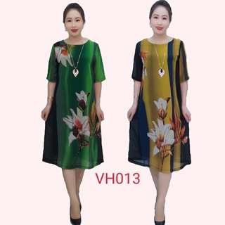Váy đầm trung niên mã VH013 Dáng suông A chất liệu von hàn mềm mịn , mát sang trọng fom ,mặc sang chảnh