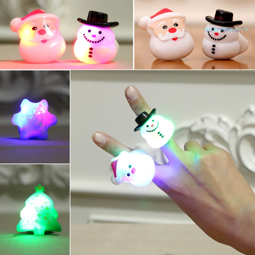 Nhẫn Đeo Ngón Tay Tạo Hình Ông Già Noel / Người Tuyết Có Đèn Phát Sáng Trong Đêm Giáng Sinh