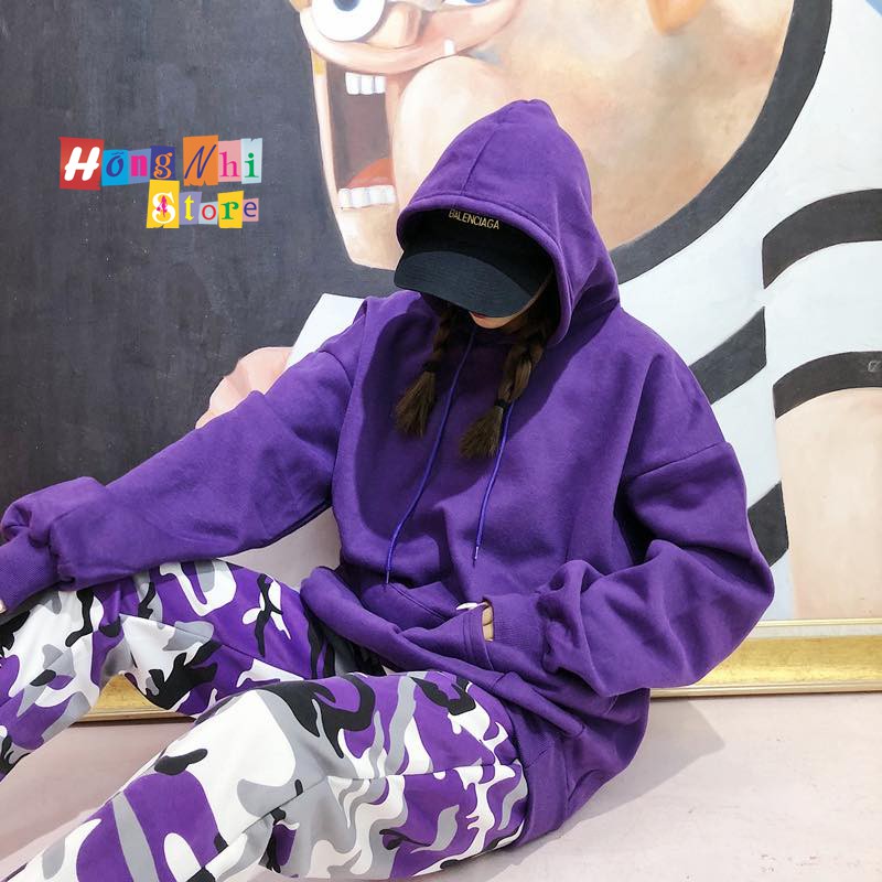 Áo Khoác Hoodie Trơn Ulzzang Unisex Màu Tím Đậm Chất Nỉ Bông Cao Cấp Dáng Rộng Nam Nữ - MM