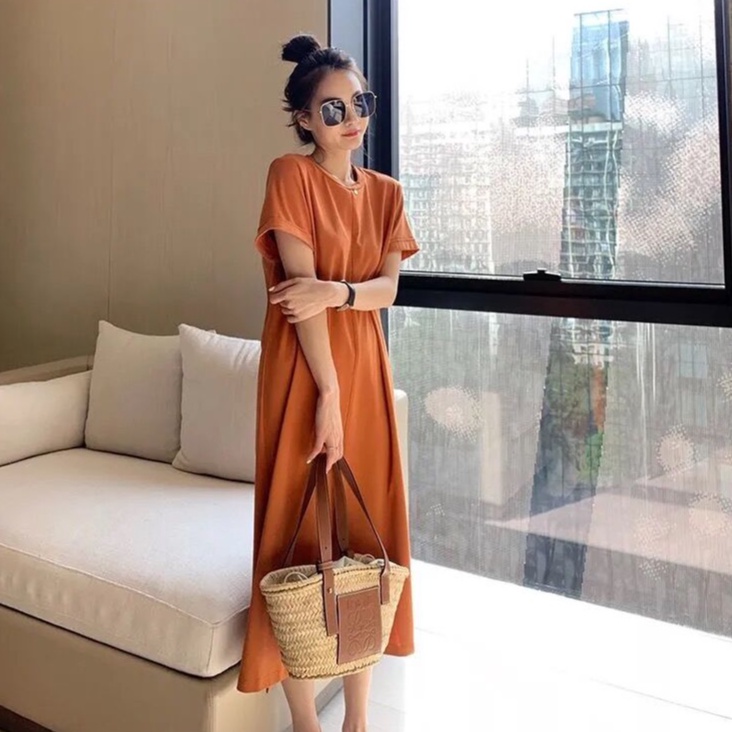 Đầm midi SUXI dáng rộng thời trang thanh lịch cho nữ