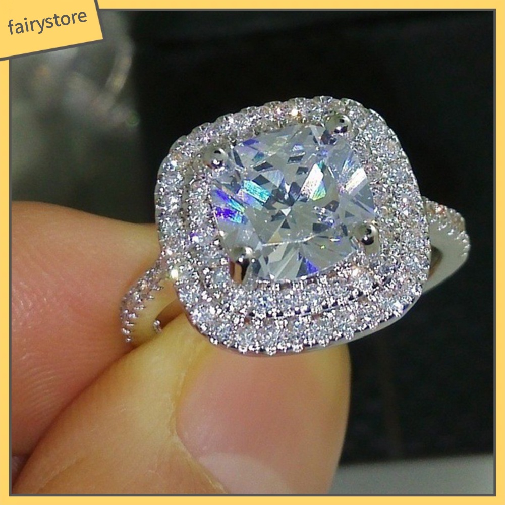 Nhẫn đính đá Topaz giả nhiều màu sang trọng