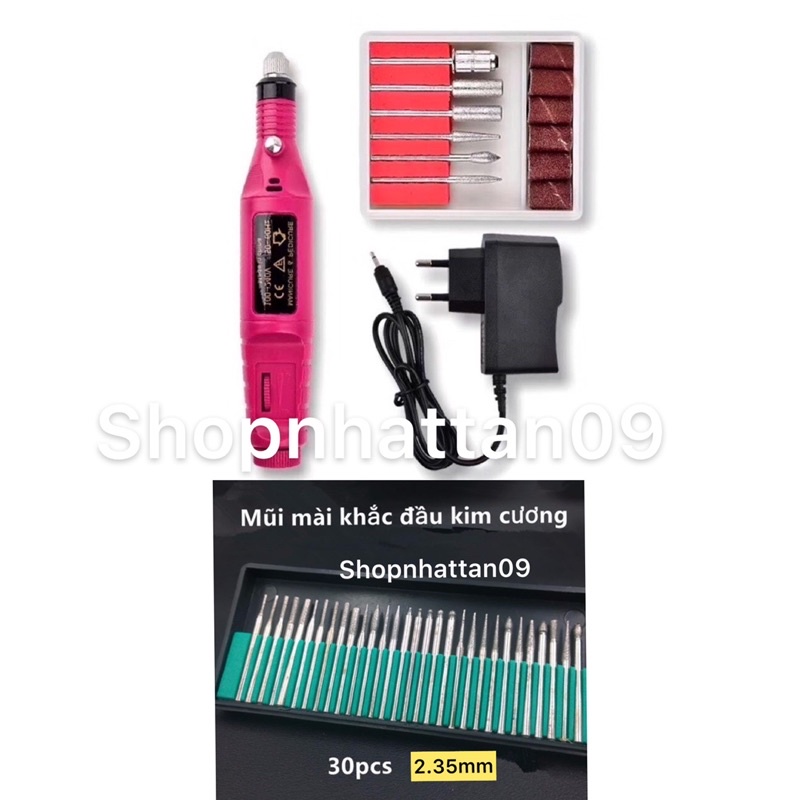 Bộ máy khoan mài cắt cầm tay mini V1 màu đỏ + bộ 30 mũi 2,35mm