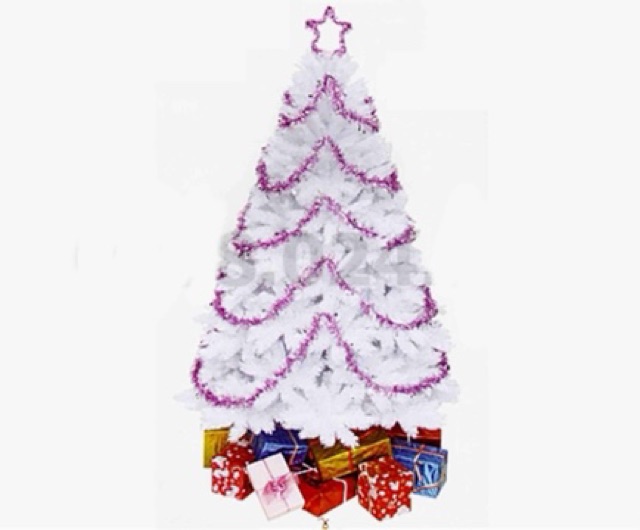 Cây thông Noel trắng đầu tròn 2 in 90cm - 1m2 - 1m5 - 1m8 - 2m1 - 2m4 - 3m lá dày dặn