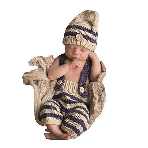 Bộ đồ dệt kim tiện dụng chụp ảnh cho bé sơ sinh 0-3 tháng tuổi
