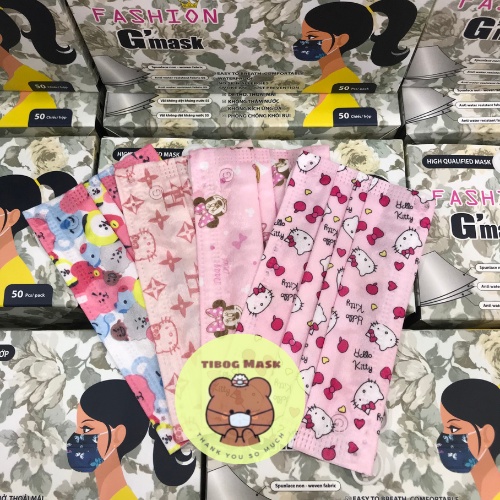 Khẩu Trang Cao Cấp 4 Lớp Gấu Hoạ Tiết Hoạt Hình Garcotex Fashion Mask