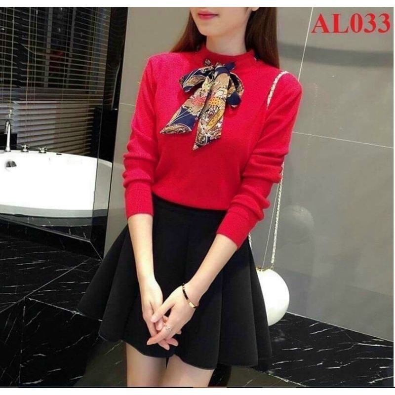 [HOT] ÁO THUN ÔM BODY CỔ TRÒN ĐÍNH NƠ DÀI TAY CHẤT GÂN ĐẸP KV2211203