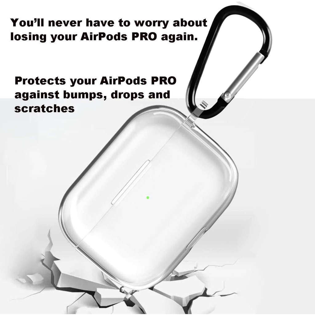 Vỏ bảo vệ hộp sạc tai nghe SPRISE trong suốt có móc khóa thích hợp cho Airpods Pro