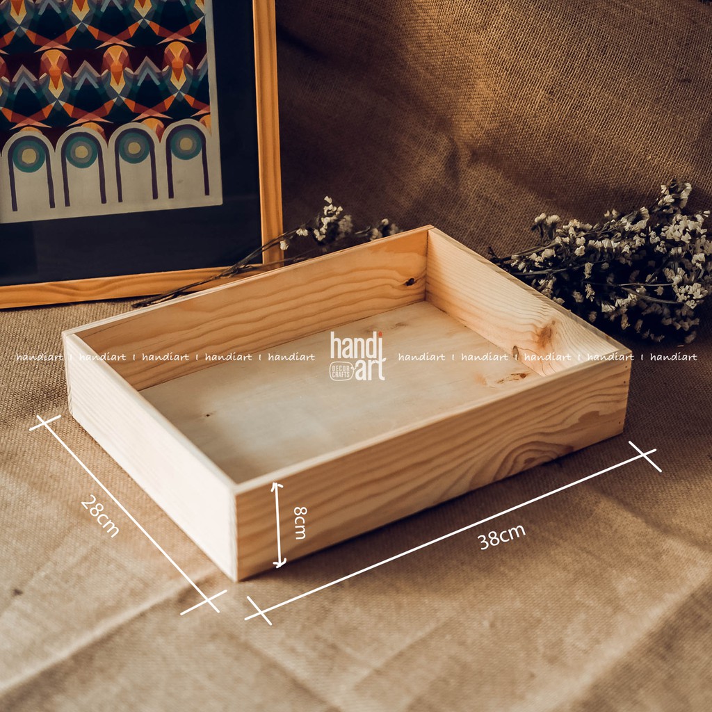Khay quà bằng gỗ/ Khay gỗ đựng quà (8x28x38cm) | BigBuy360 - bigbuy360.vn