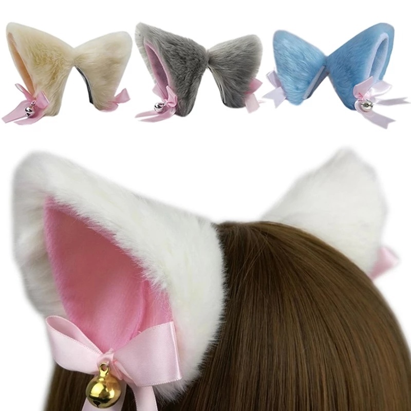 1 Cặp Kẹp Tóc Hình Tai Mèo Dễ Thương Phong Cách Lolita