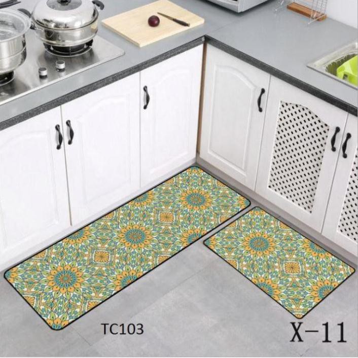 Bộ 2 thảm bếp (40*60 + 40*120 cm) thảm trải sàn cao cấp Tâm house chống trượt