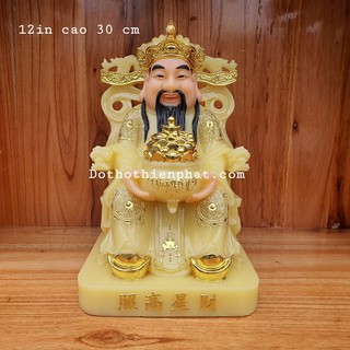 Ông thần tiền đá 12in cao 30cm màu vàng cam mẫu mới rất đẹp