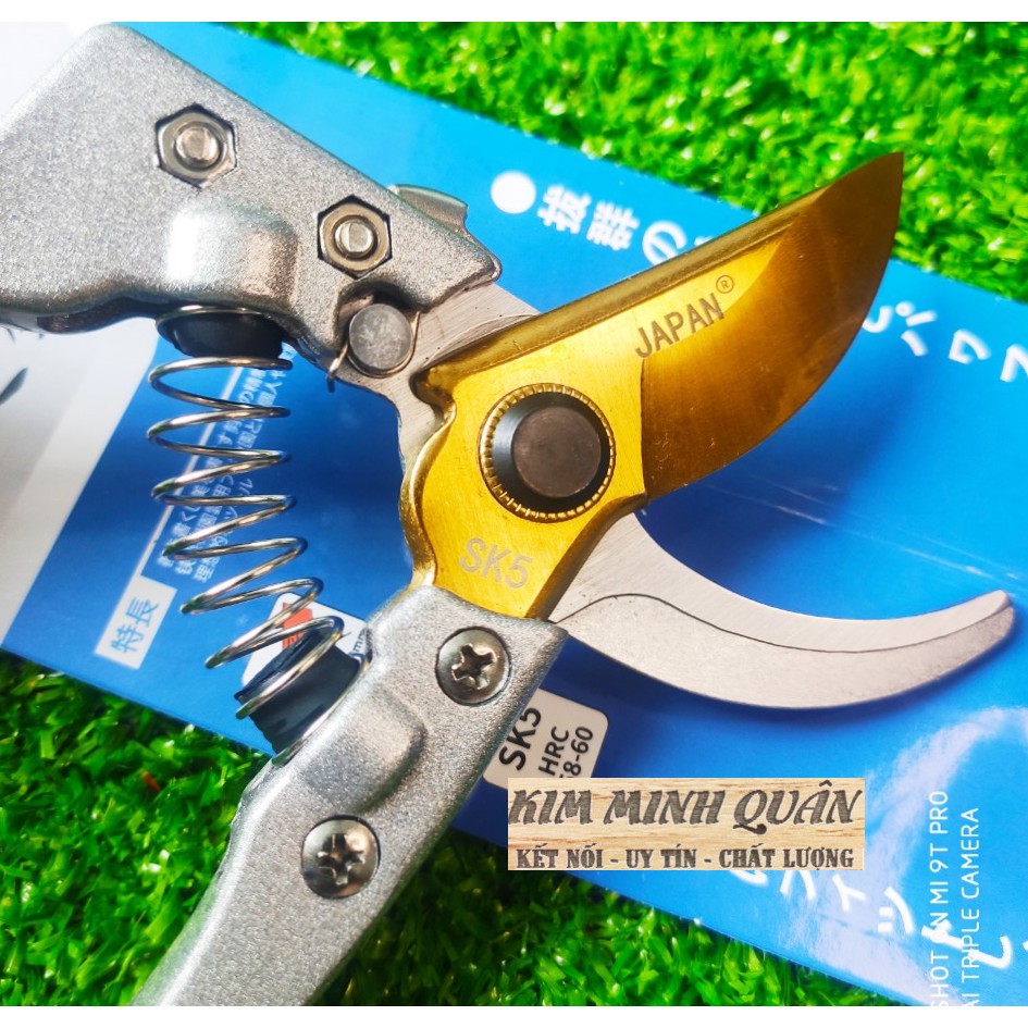 Kéo Cắt Cành Lưỡi Vàng Cao Cấp Thép SK5 200mm JAPAN