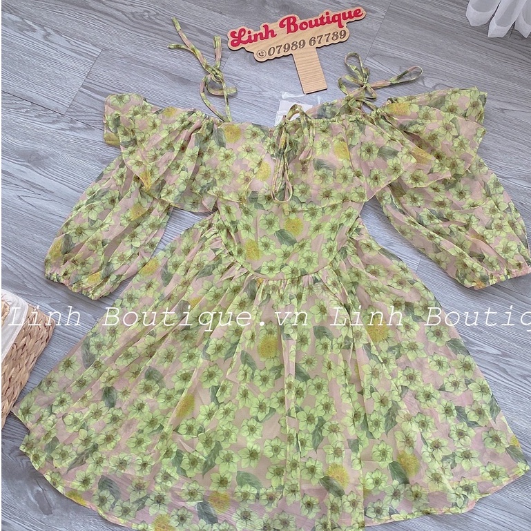 Váy nữ hoa nhí thiết kế tay phồng, Đầm thời trang đi tiệc, đi chơi V110 | BigBuy360 - bigbuy360.vn