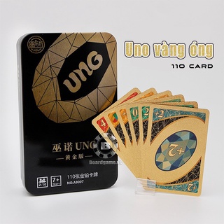 Bài Uno nylon ánh vàng không thấm nước kèm hộp sắt