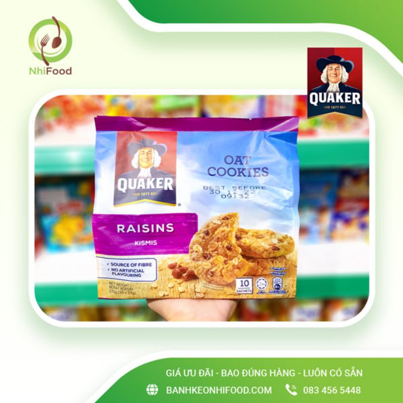 Bánh Quy Yến Mạch Ăn Kiêng Quaker, Gồm Có 3 Vị, Túi 270g