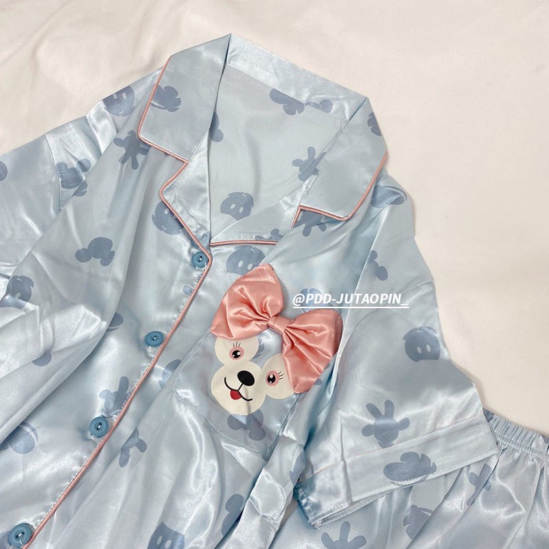 Đồ ngủ pijama lụa băng mỏng tay ngắn dễ thương mặc nhà/ ra ngoài mùa hè cho học sinh