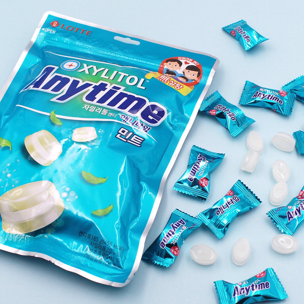 Kẹo lotte xylitol anytime bạc hà gói 92g