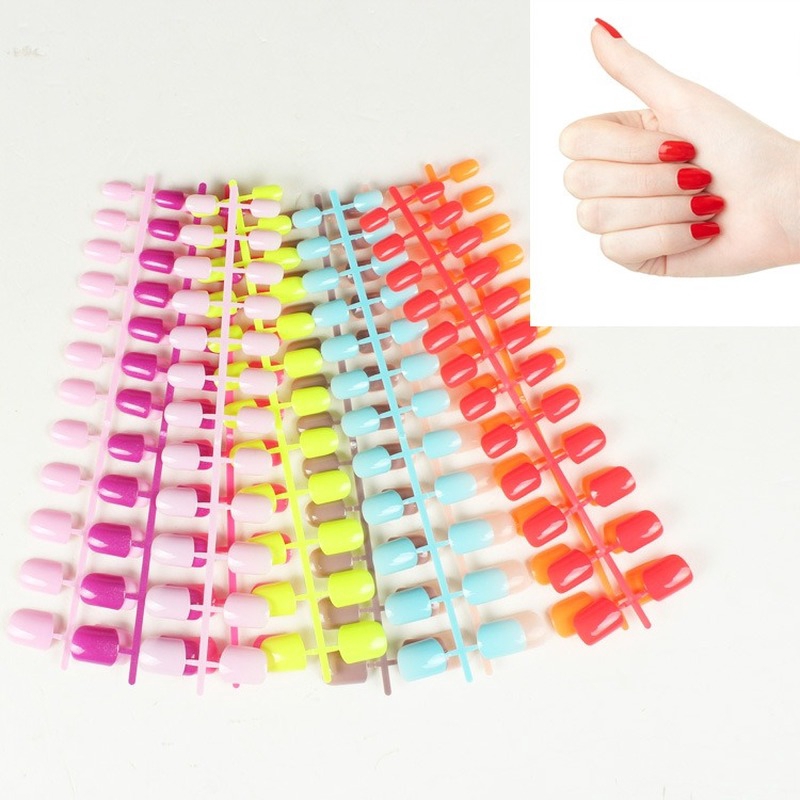 Set 24 Móng Tay Giả Màu Trơn Trang Dùng Trí Nghệ Thuật