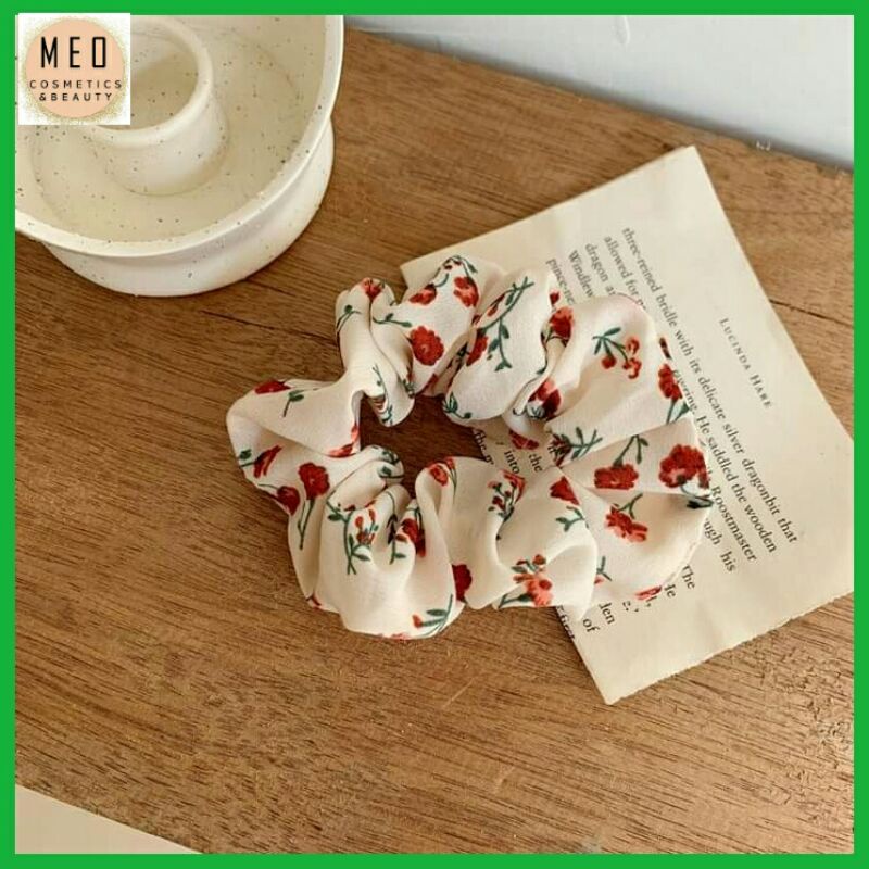 Dây buộc tóc, cột tóc scrunchies hoa dễ thương