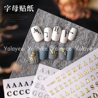 Yalayee [Nhãn Dán Móng Tay Hình Chữ Cái Tiếng Anh Bốn Màu Sắc Phong Cách Nhật Bản Đơn Giản Dễ Phối Đồ abcde...