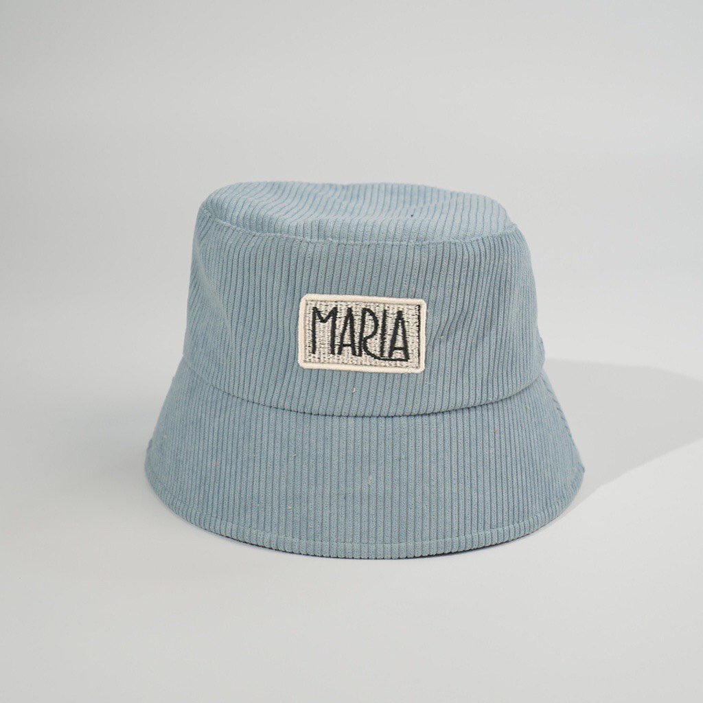 Mũ bucket vành cụp Nón tai bèo thêu Maria  chất nhung tăm cao cấp form unisex nam nữ