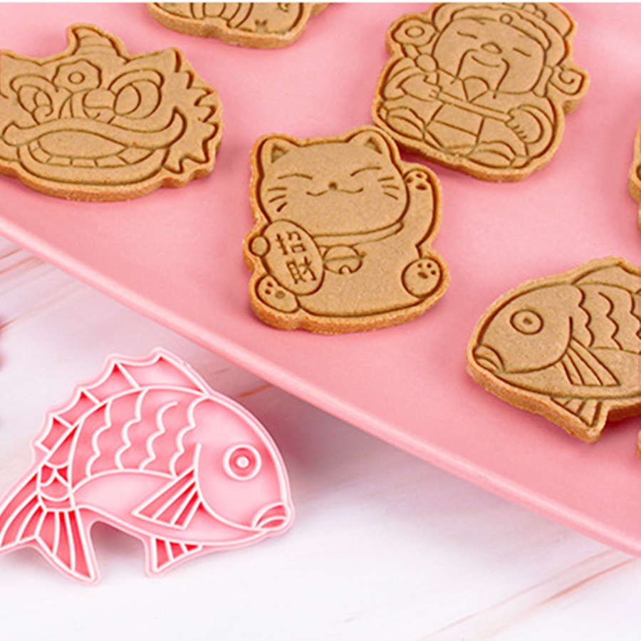 Khuôn làm bánh quy cookie 3D pony/peppa pig/khủng long/ô tô, máy bay/chó cứu hộ/thần tài/lân tết