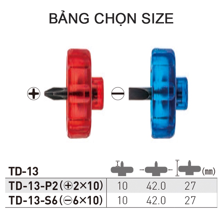 Tô vít siêu ngắn KOMADORA tay cầm hình xuyến No.TD-13 Vessel
