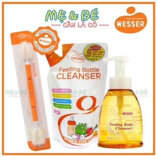 Combo cọ đa năng + nước rửa bình sữa wesser