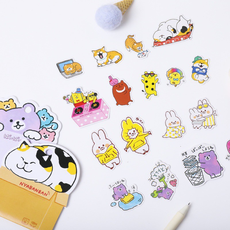 Túi 40 nhãn dán tùy chọn họa tiết đáng yêu trang trí nhật ký/ sổ lưu niệm