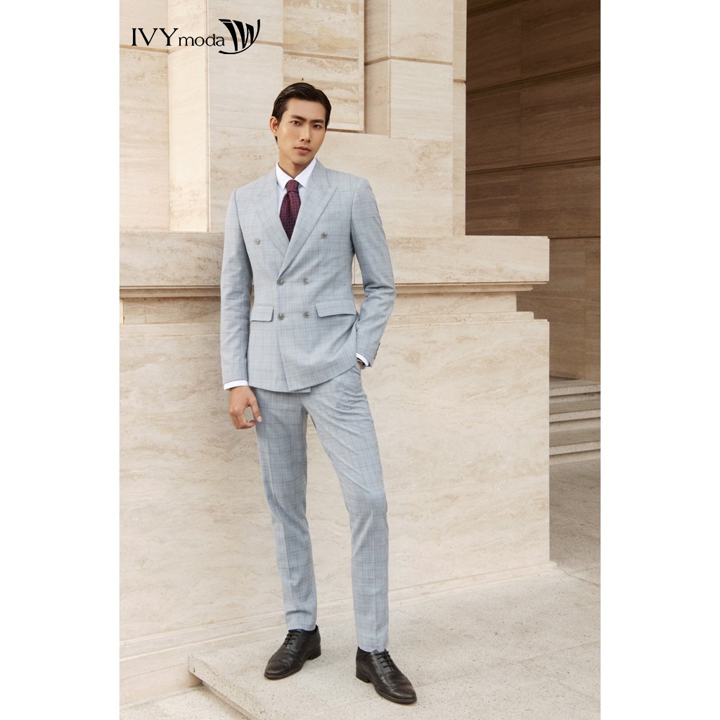 [NHẬP WABRTL5 GIẢM 10% TỐI ĐA 50K ĐH 250K ]Quần dài họa tiết kẻ nam IVY moda MS 22E2769