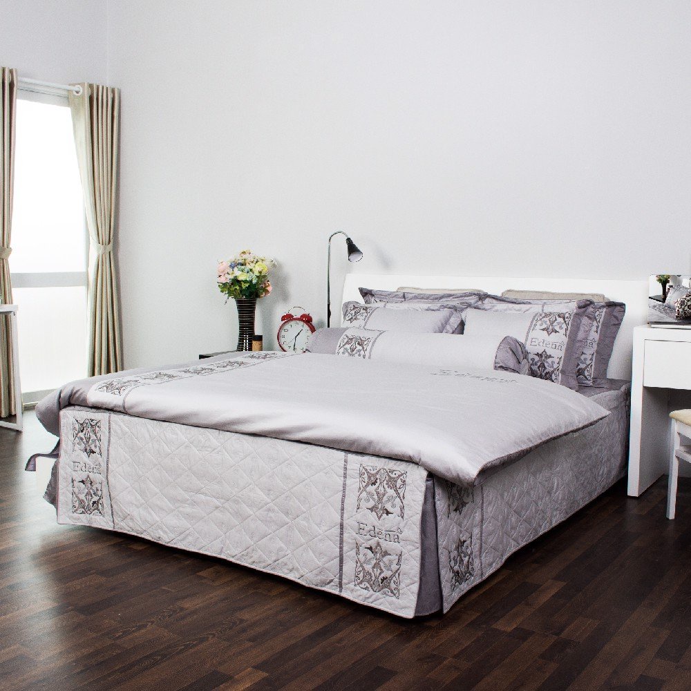 Bộ ga  Cotton Solid Edena mẫu 342 - Chính Hãng , Cao Cấp Maybeding