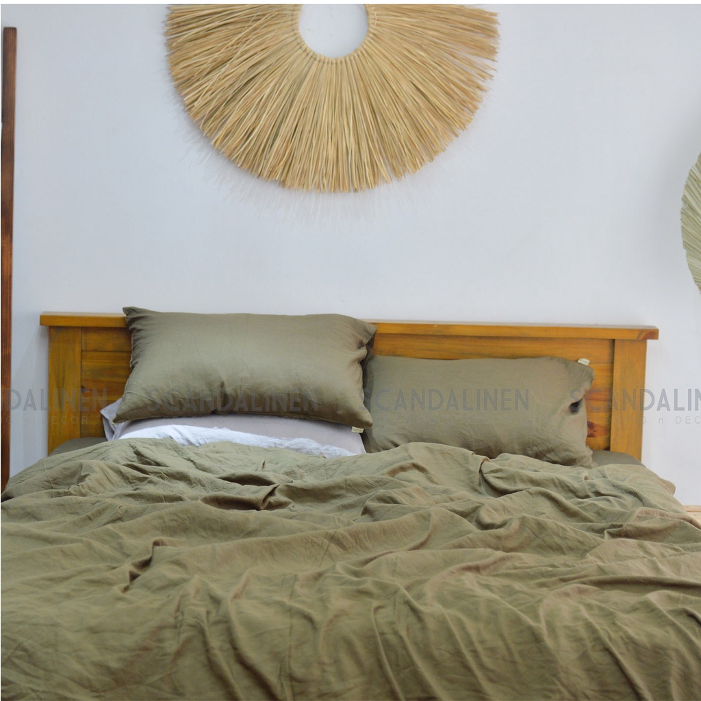 Bộ Chăn Ga Gối Linen Bamboo – Xanh Seaweed 19