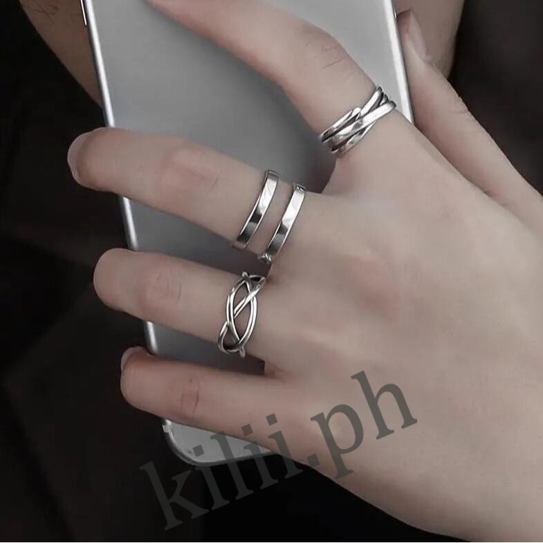Kilii set 3 Nhẫn Hở Phong Cách retro Có Thể Điều Chỉnh kilii