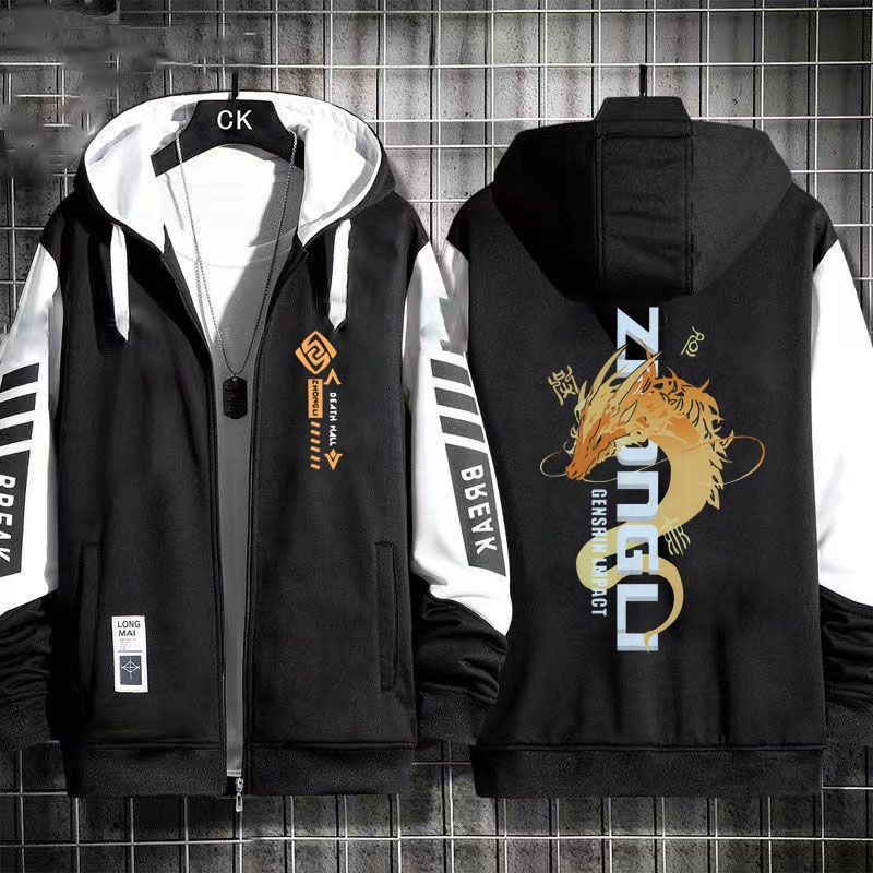 Genshin Impact Zhongli yan Wangye Hooded Sweater Spring and Autumn Thin Men's Clothes Loose Personality Top Jacket Teenagers