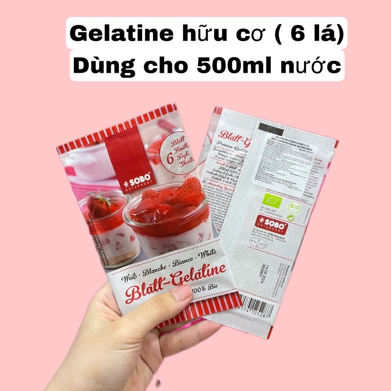 GELATIN hữu cơ cho bé dạng lá và bột SOBO 9G. Bột làm rau câu, kẹo chip cho bé