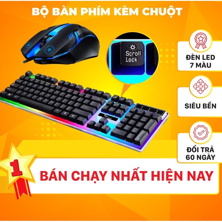 Bộ bàn phím kèm chuột máy tính có dây giả cơ tích hợp bật tắt chế độ đèn led  - bàn phím Giả Cơ Con B