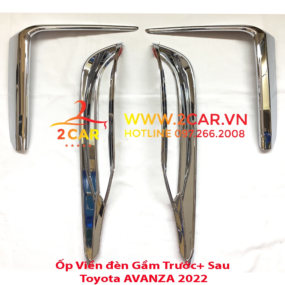 Ốp viền đèn gầm trước, sau xe Toyota AVANZA 2022 2023 mạ crom cao cấp