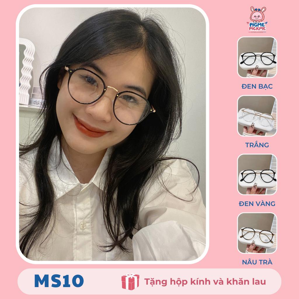 Gọng kính cận nữ mắt tròn chất liệu nhựa càng kim loại chắc chắn, thời trang MS10